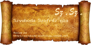 Szvoboda Szofrónia névjegykártya